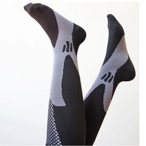 Nurse‎ Yard Compression Socks Black Gray Checkerboard Pattern Size S M
